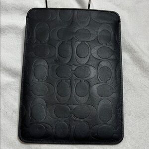 Coach Black Embossed Signature Leather E-Reader